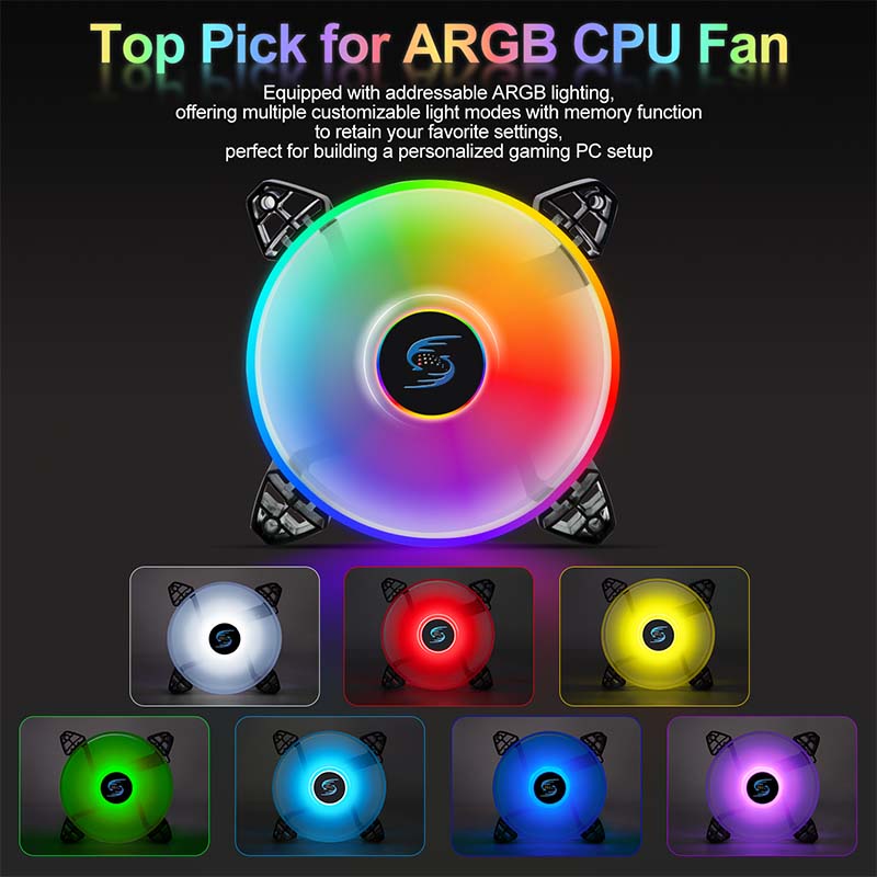 Pc Gaming Ff - 120mm ARGB PWM 케이스 팬, 4핀,