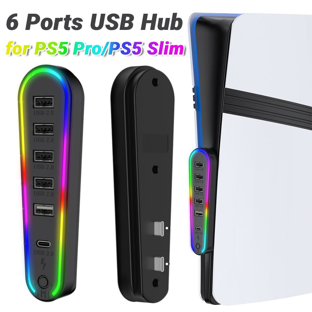 Usb Hub Gaming - RGB 조명이 있는 6포트 USB 허브,