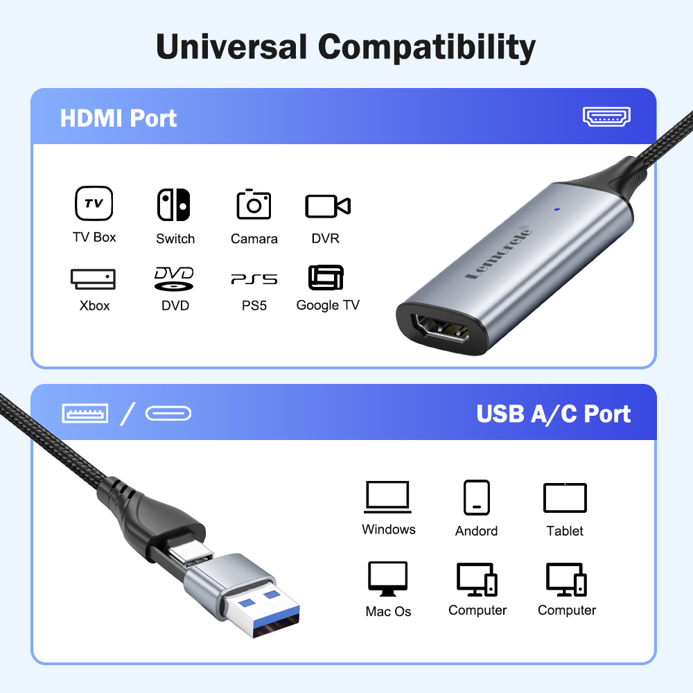 Lemorele USB 2.0 비디오 캡처 카드 HDM - Pc Gaming Games 리뷰 및 가격