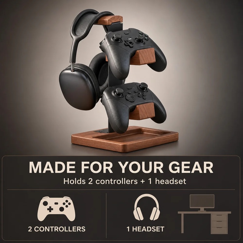 나무 헤드폰 스탠드 게이밍 헤드셋 홀더 데스크 이어폰  - Pc Gaming Earphones 리뷰 및 가격