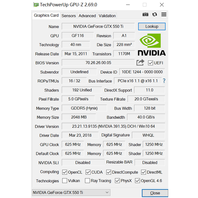 소요 GTX 550TI GDDR5 그래픽 카드 2GB  - Pc Gaming Ff 리뷰 및 가격
