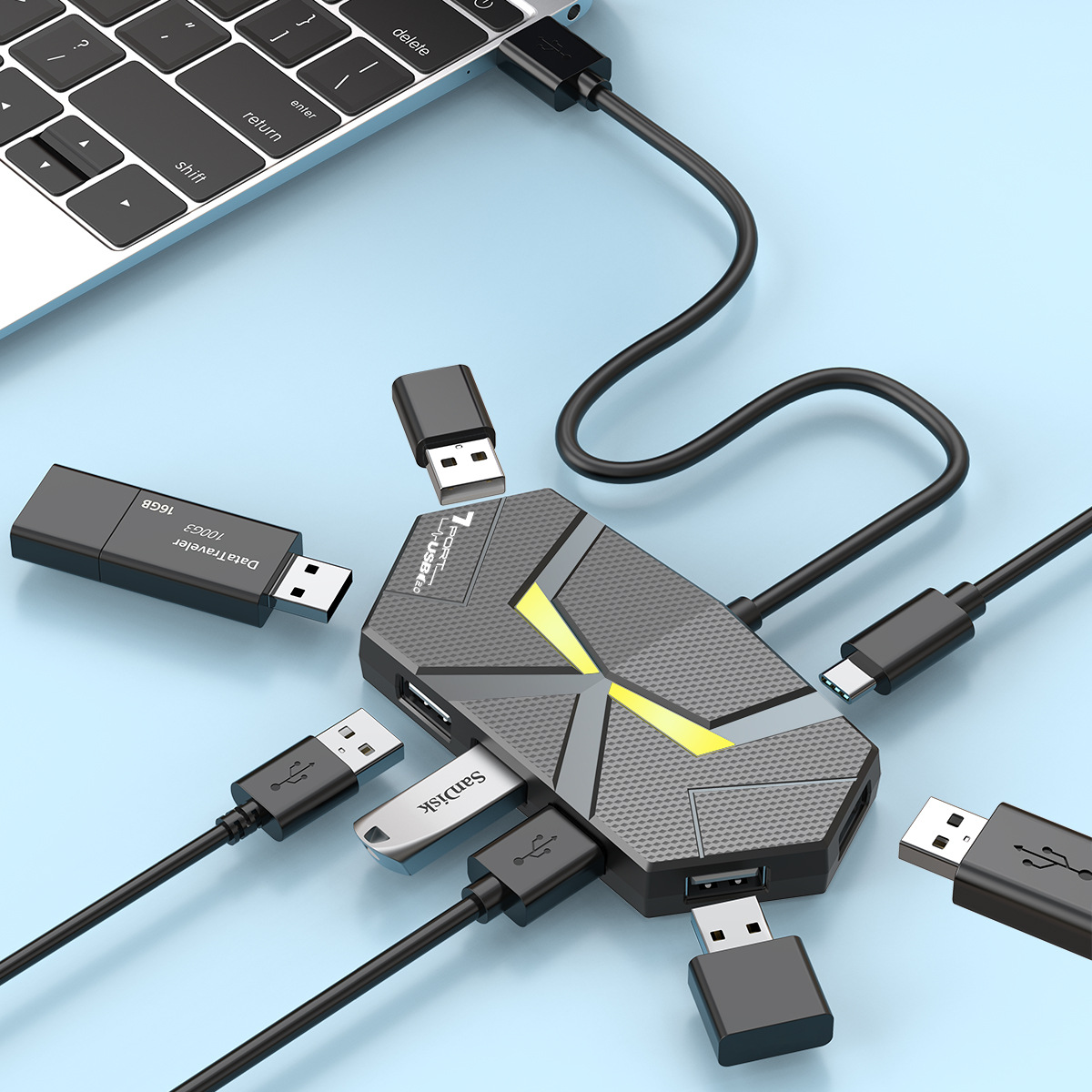 0.6CM/1.2M 허브 7 포트 호환 USB2.0 확 - Usb Hub Gaming 리뷰 및 가격