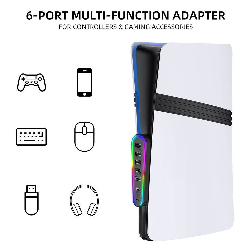 RGB 조명이 있는 6포트 USB 허브, 플레이스테이션 - Usb Hub Gaming 리뷰 및 가격